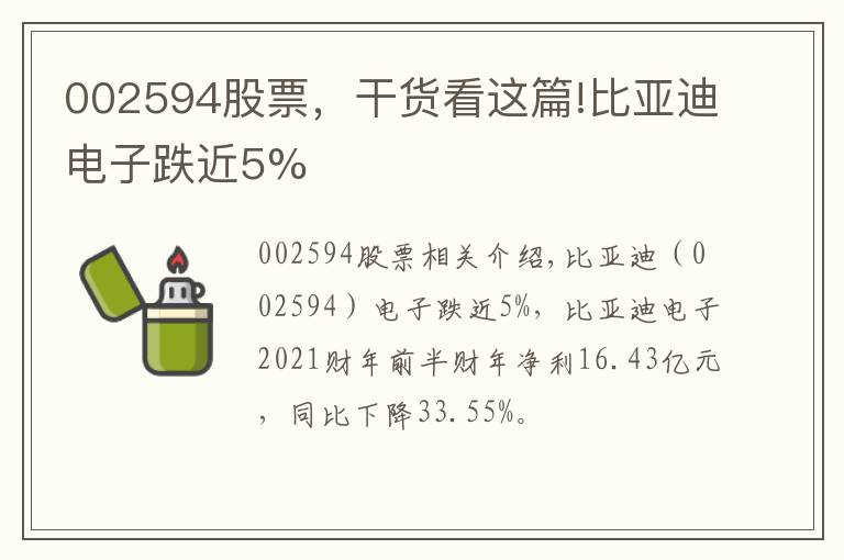 002594股票,干货看这篇!比亚迪电子跌近5%