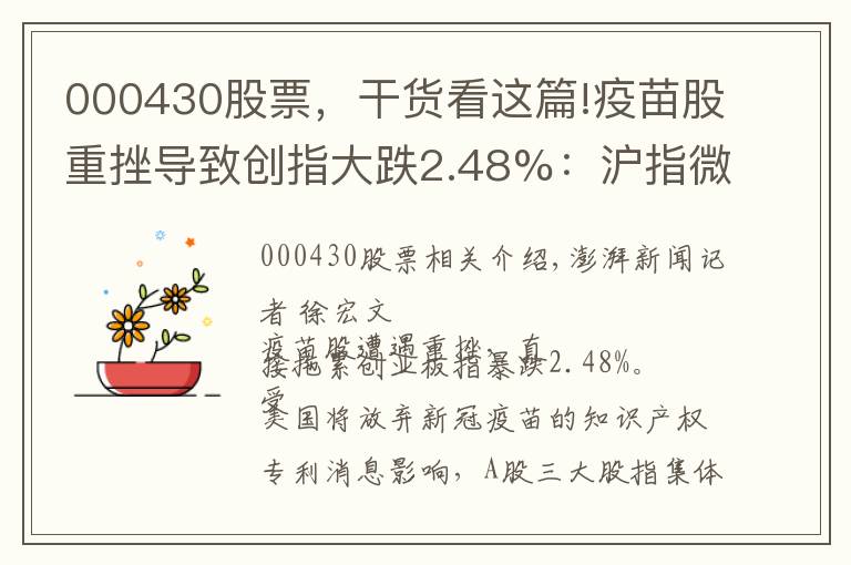 000430股票，干货看这篇!疫苗股重挫导致创指大跌2.48%：沪指微跌，个股涨多跌少