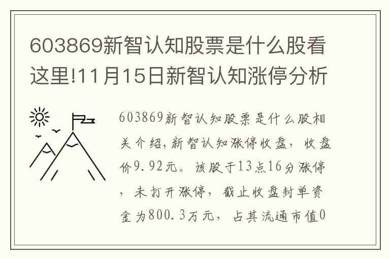 603869新智认知股票是什么股看这里!11月15日新智认知涨停分析:旅游,邮轮游艇,国产软件概念热股