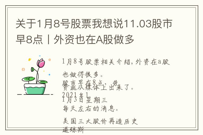 关于1月8号股票我想说11.03股市早8点丨外资也在A股做多