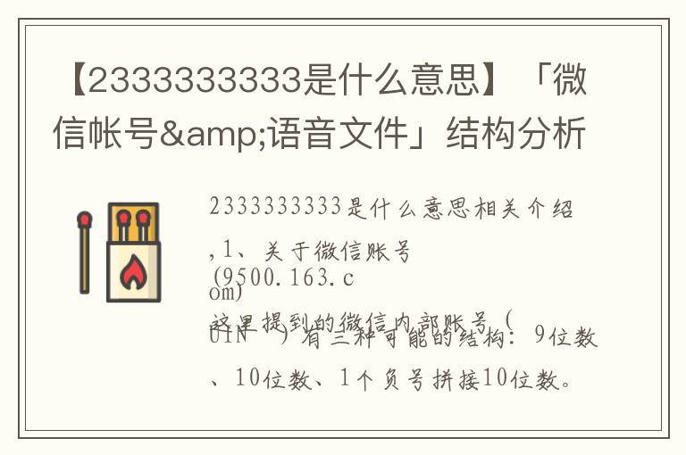 【2333333333是什么意思】「微信帐号&语音文件」结构分析
