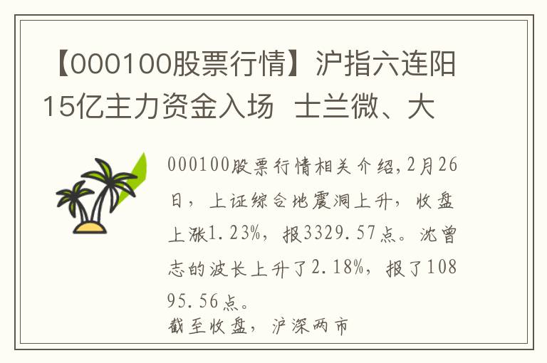 【000100股票行情】沪指六连阳15亿主力资金入场  士兰微、大华股份获抢筹涨停
