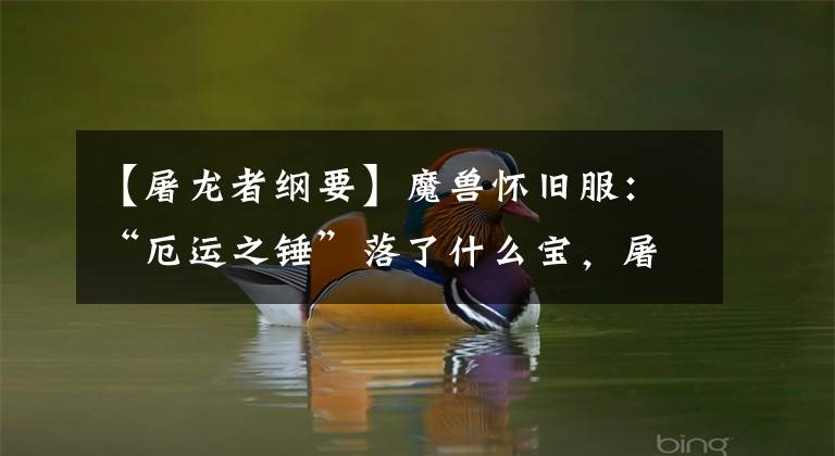 【屠龙者纲要】魔兽怀旧服:“厄运之锤”落了什么宝,屠龙纲领还要出什么价?