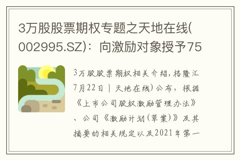 3万股股票期权专题之天地在线(002995.SZ)：向激励对象授予75.7万份股票期权、93.3万股限制性股票