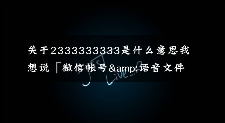 关于2333333333是什么意思我想说「微信帐号&语音文件」结构分析