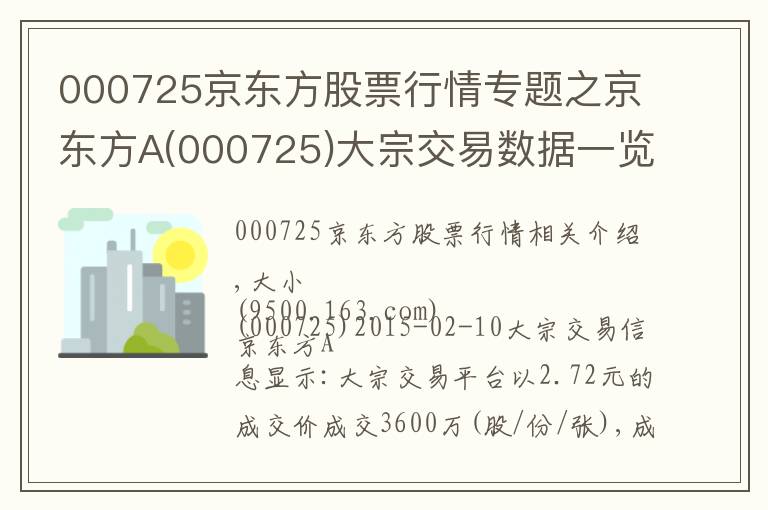 000725京东方股票行情专题之京东方A(000725)大宗交易数据一览(02-10)
