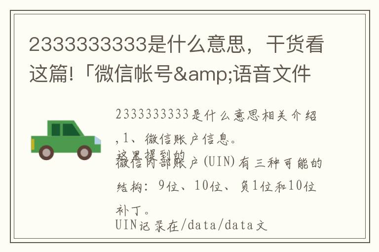 2333333333是什么意思,干货看这篇!「微信帐号&语音文件」结构分析