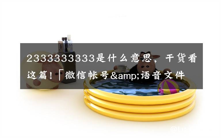 2333333333是什么意思,干货看这篇!「微信帐号&语音文件」结构分析