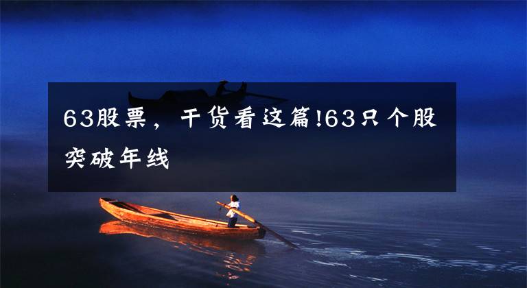 63股票,干货看这篇!63只个股突破年线