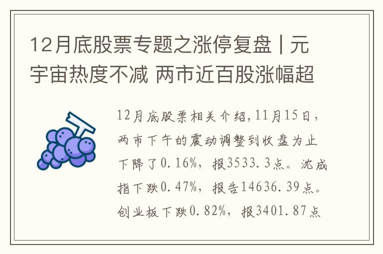 12月底股票专题之涨停复盘 | 元宇宙热度不减 两市近百股涨幅超10%