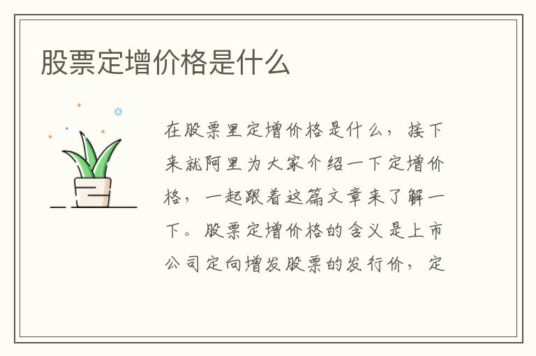 股票定增价格是什么