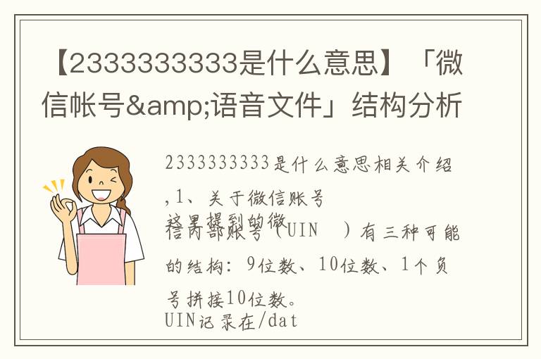 【2333333333是什么意思】「微信帐号&语音文件」结构分析