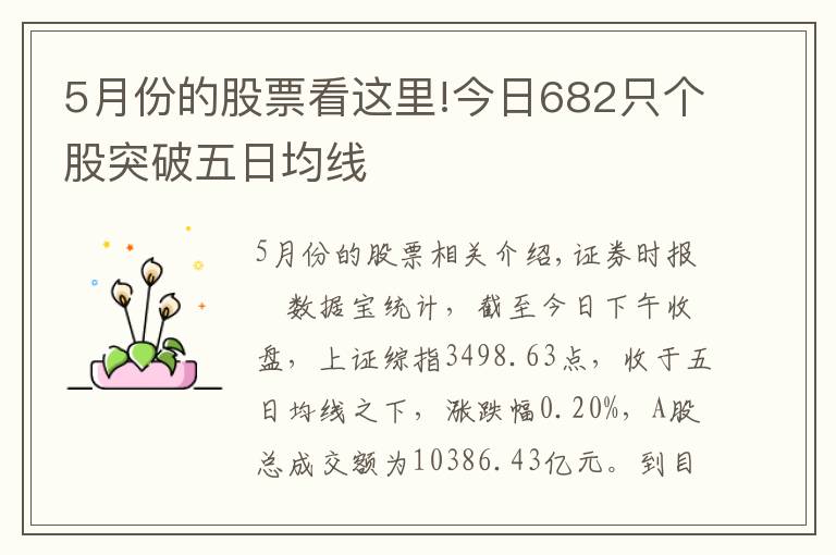 5月份的股票看这里!今日682只个股突破五日均线