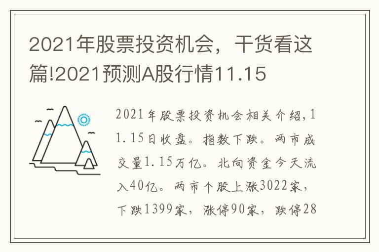 2021年股票投资机会,干货看这篇!2021预测A股行情11.15