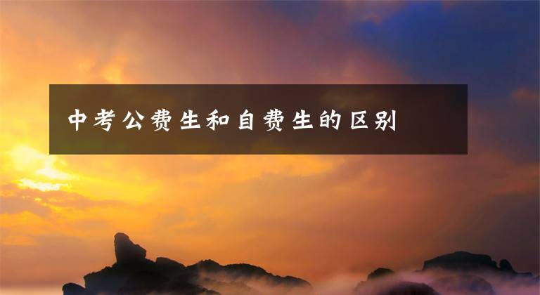 中考公费生和自费生的区别