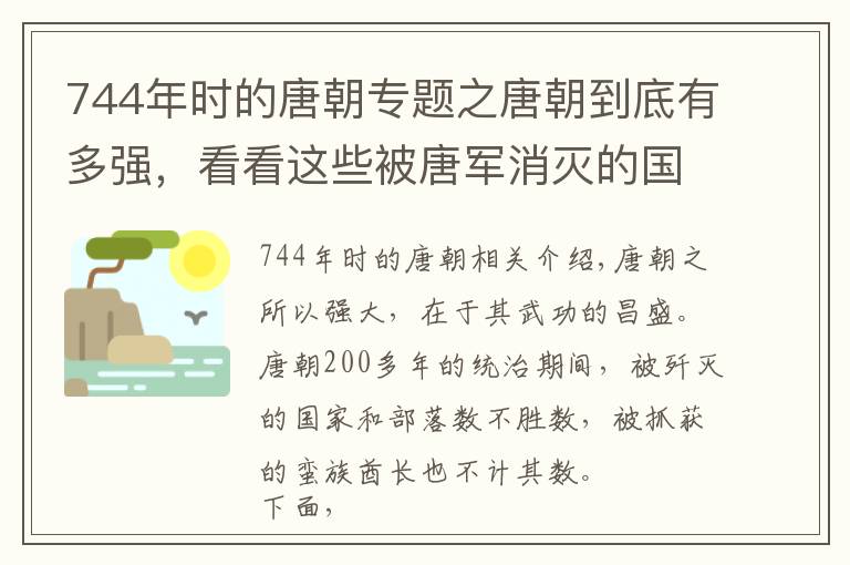 744年时的唐朝专题之唐朝到底有多强，看看这些被唐军消灭的国家，被唐军抓住的蛮族国王就知道