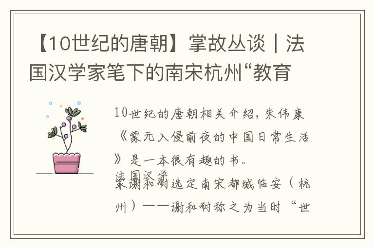 【10世纪的唐朝】掌故丛谈｜法国汉学家笔下的南宋杭州“教育生活场景”