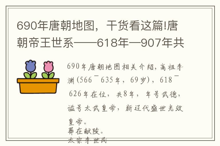 690年唐朝地图,干货看这篇!唐朝帝王世系——618年—907年共289年,包括武则天,有21个皇帝