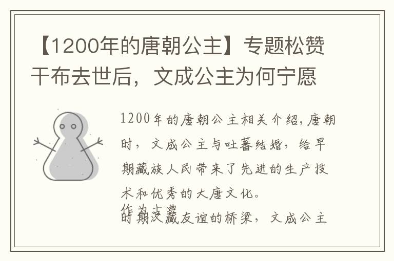 【1200年的唐朝公主】专题松赞干布去世后,文成公主为何宁愿寡居三十余年也不回到唐朝?