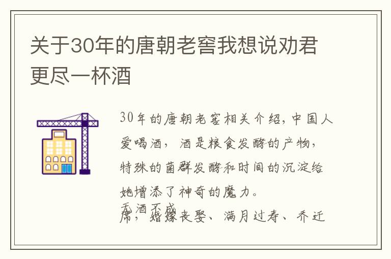 关于30年的唐朝老窖我想说劝君更尽一杯酒