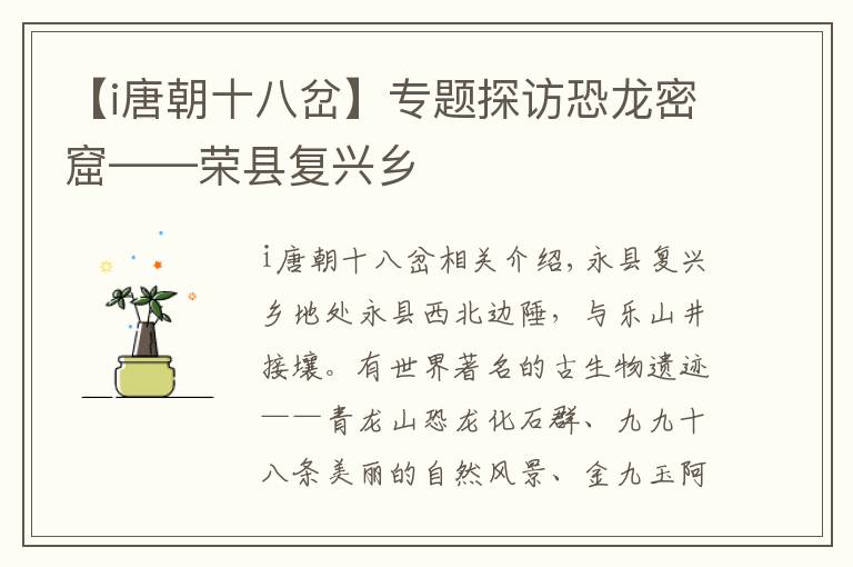 【i唐朝十八岔】专题探访恐龙密窟——荣县复兴乡