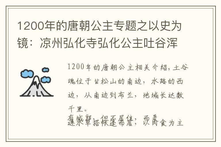 1200年的唐朝公主专题之以史为镜:凉州弘化寺弘化公主吐谷浑传