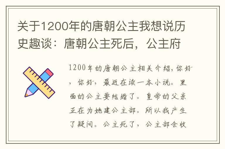 关于1200年的唐朝公主我想说历史趣谈:唐朝公主死后,公主府会被收回吗?