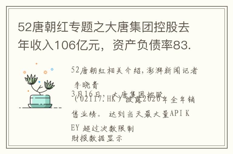 52唐朝红专题之大唐集团控股去年收入106亿元,资产负债率83.2%