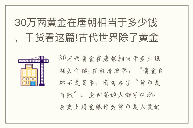 30万两黄金在唐朝相当于多少钱，干货看这篇!古代世界除了黄金白银，还有哪些“世界通用货币”