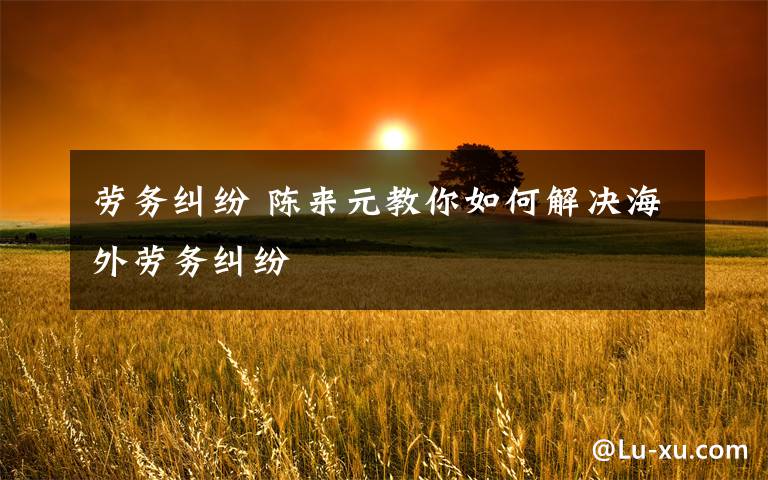 劳务纠纷 陈来元教你如何解决海外劳务纠纷