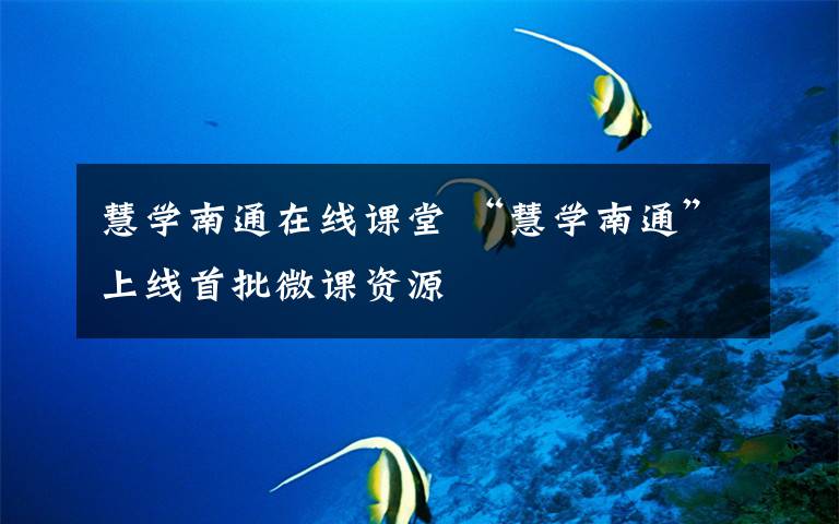 慧学南通在线课堂 “慧学南通”上线首批微课资源