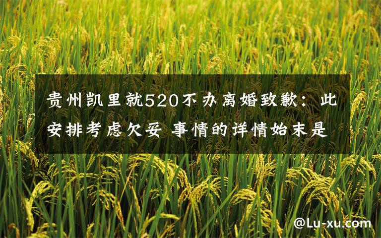 贵州凯里就520不办离婚致歉:此安排考虑欠妥 事情的详情始末是怎么样了!