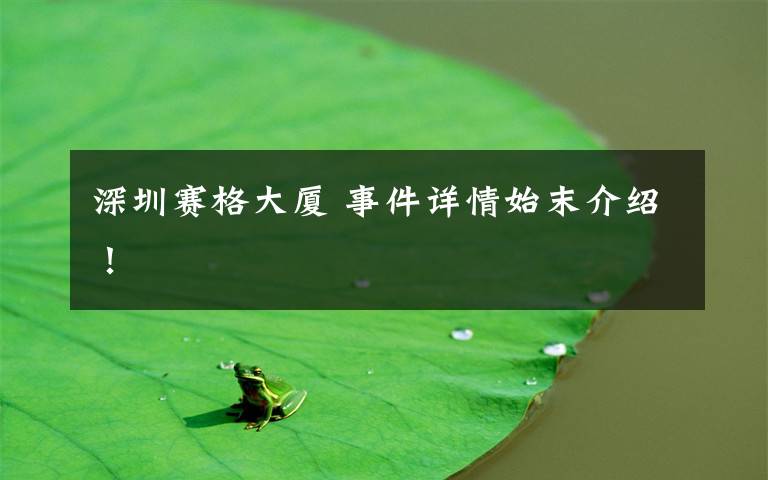 深圳赛格大厦 事件详情始末介绍!