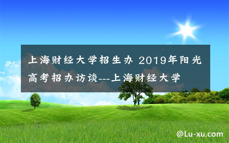 上海财经大学招生办 2019年阳光高考招办访谈---上海财经大学