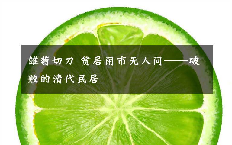 雏菊切刀 贫居闹市无人问——破败的清代民居