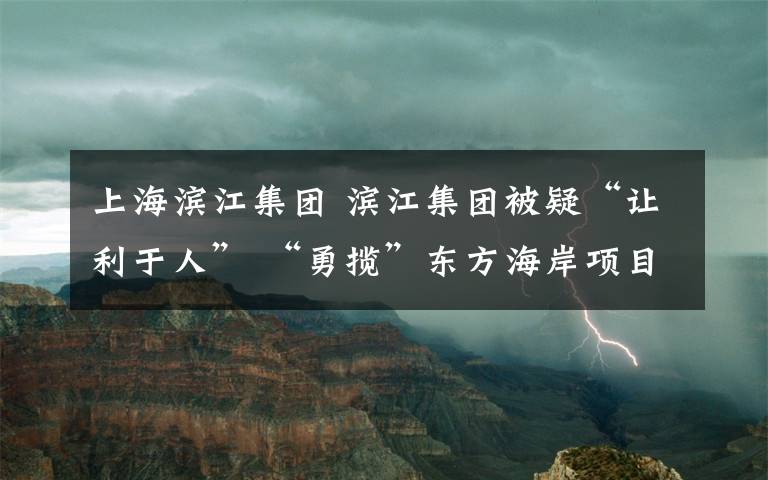 上海滨江集团 滨江集团被疑“让利于人” “勇揽”东方海岸项目