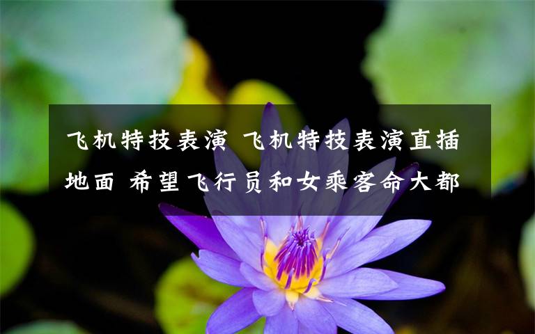 飞机特技表演 飞机特技表演直插地面 希望飞行员和女乘客命大都活着