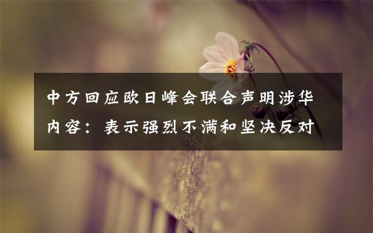 中方回应欧日峰会联合声明涉华内容:表示强烈不满和坚决反对 真相原来是这样!