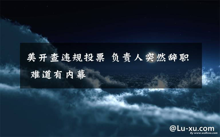 美开查违规投票 负责人突然辞职 难道有内幕