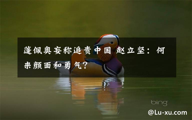 蓬佩奥妄称追责中国 赵立坚:何来颜面和勇气?