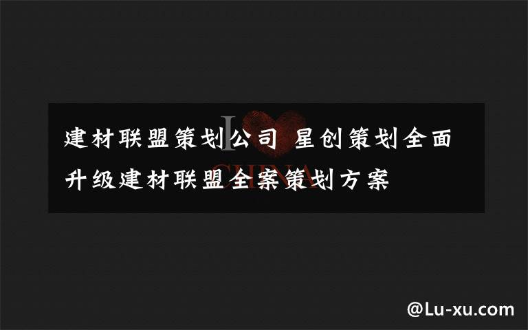 建材联盟策划公司 星创策划全面升级建材联盟全案策划方案