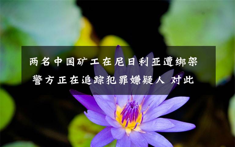 两名中国矿工在尼日利亚遭绑架 警方正在追踪犯罪嫌疑人 对此大家怎么看?