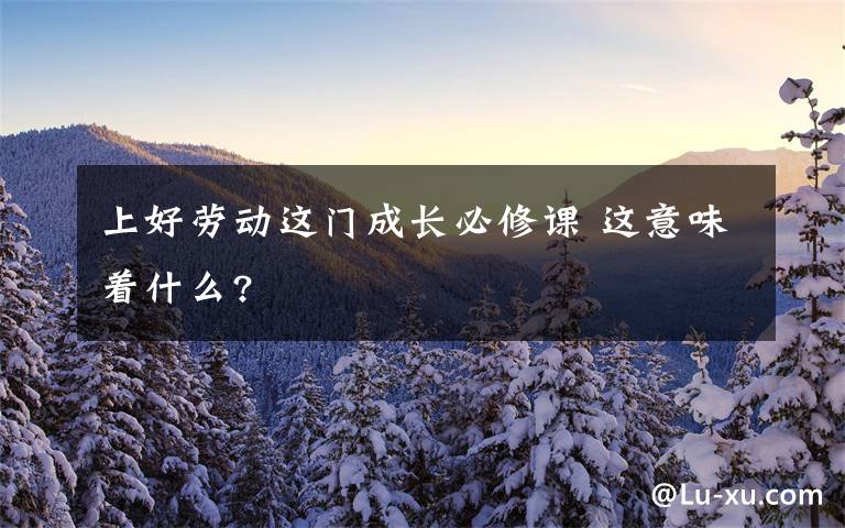 上好劳动这门成长必修课 这意味着什么?