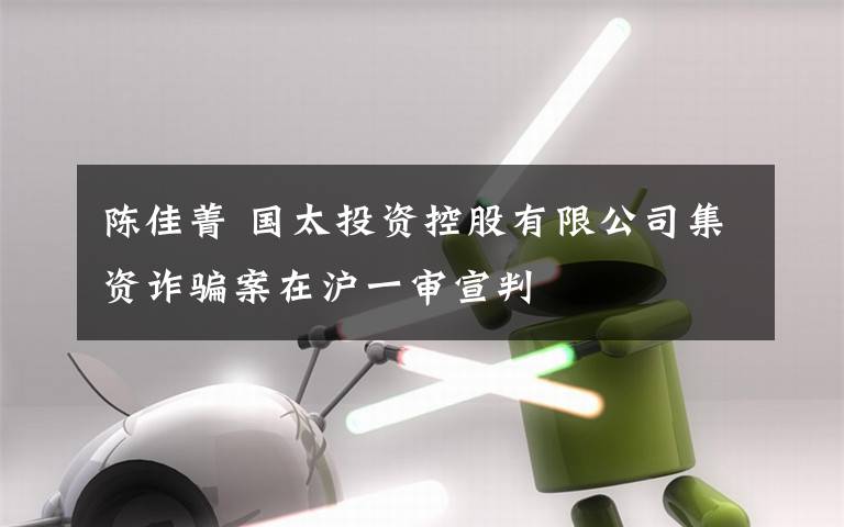 陈佳菁 国太投资控股有限公司集资诈骗案在沪一审宣判