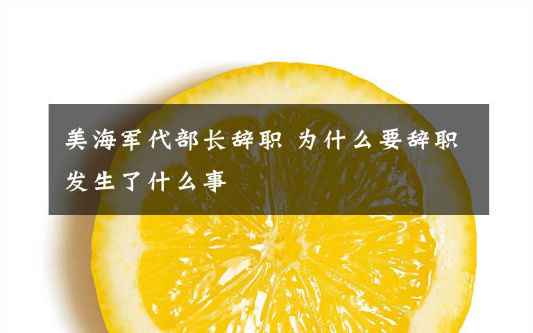 美海军代部长辞职 为什么要辞职发生了什么事