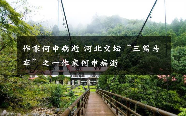 作家何申病逝 河北文坛“三驾马车”之一作家何申病逝