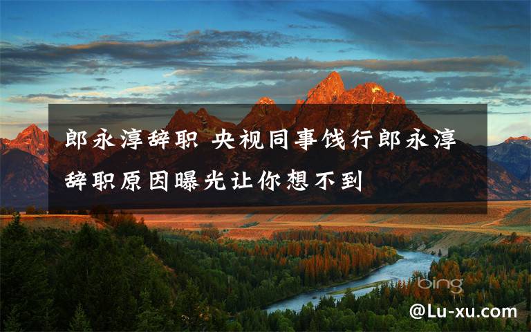 郎永淳辞职 央视同事饯行郎永淳辞职原因曝光让你想不到