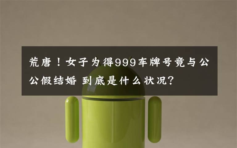 荒唐!女子为得999车牌号竟与公公假结婚 到底是什么状况?