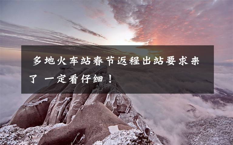 多地火车站春节返程出站要求来了 一定看仔细!