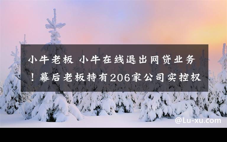 小牛老板 小牛在线退出网贷业务!幕后老板持有206家公司实控权